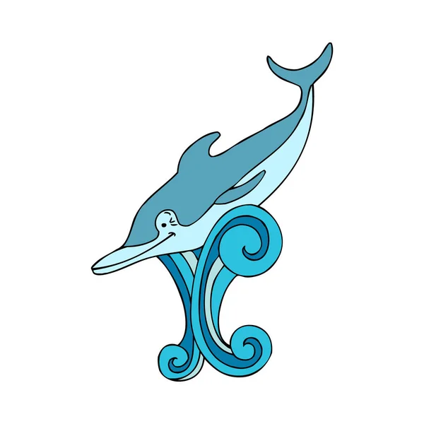 Delfinsymbolvektor Cartoon Illustration — Stockvektor