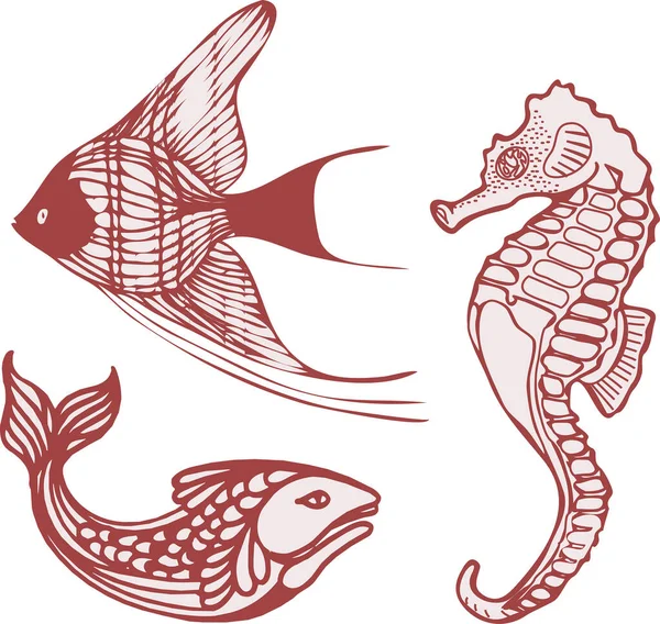Морська Риба Риба Морський Коник — стоковий вектор