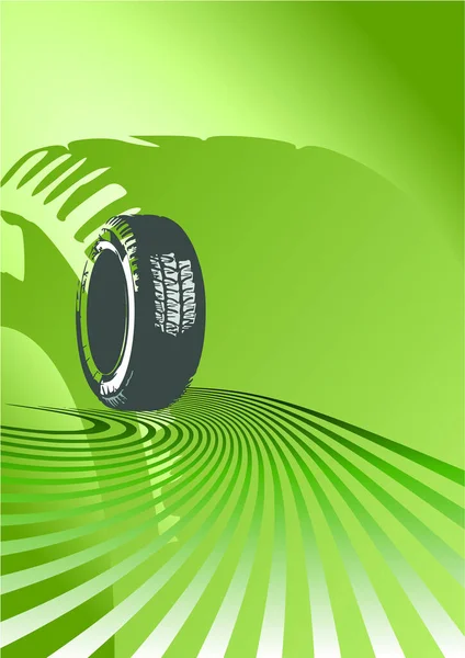 Neumático Sobre Fondo Verde Ilustración Vectorial — Vector de stock