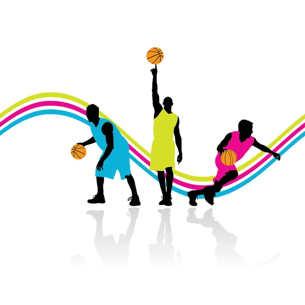 Joueurs Basket Ball Illustration Vectorielle Design Simple — Image vectorielle