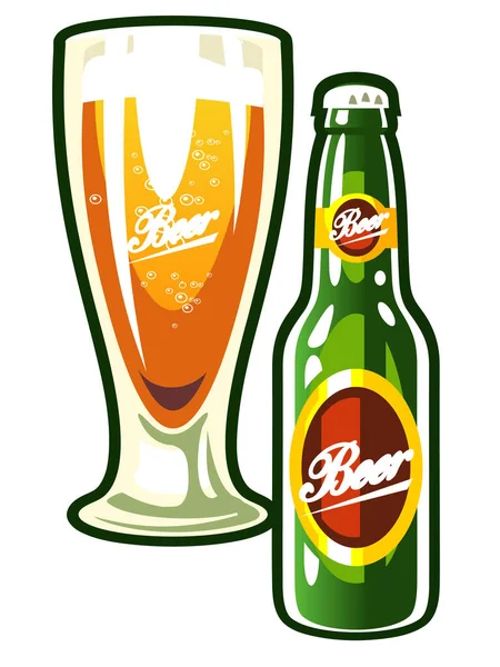 Taza Cerveza Con Botella — Archivo Imágenes Vectoriales