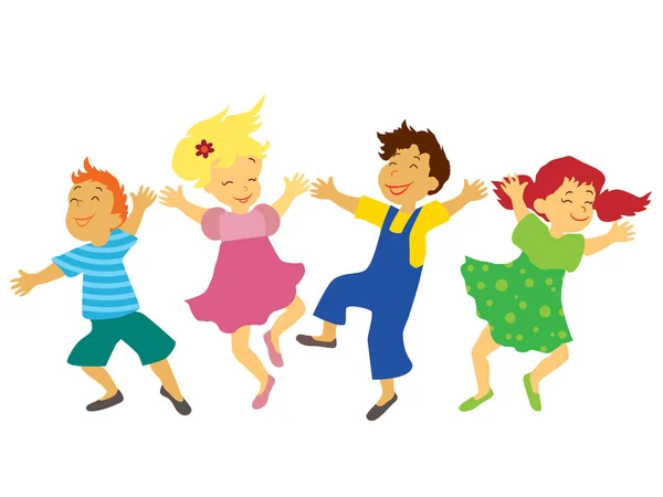Dans Eden Mutlu Çocukların Vektörü — Stok Vektör