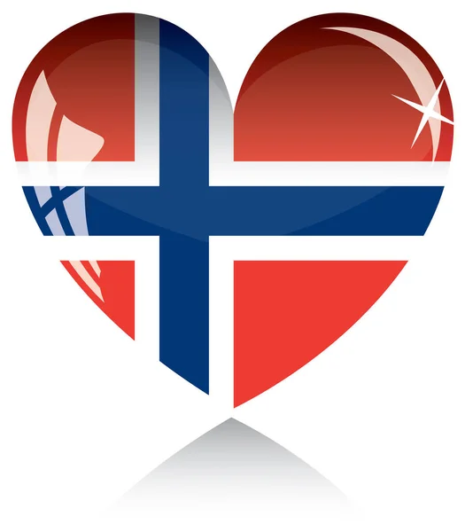 Norway National Flag Patriotic Shape Symbol Shape Heart — Stock Vector