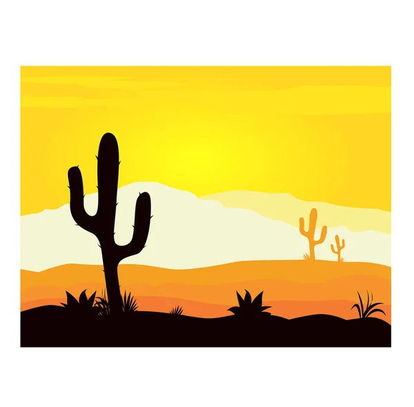 Desert Landscape Scene Vector Illustration Design — Stock Vector