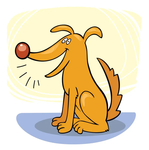 Illustrazione Del Fumetto Cane Con Una Mela Sua Palla — Vettoriale Stock
