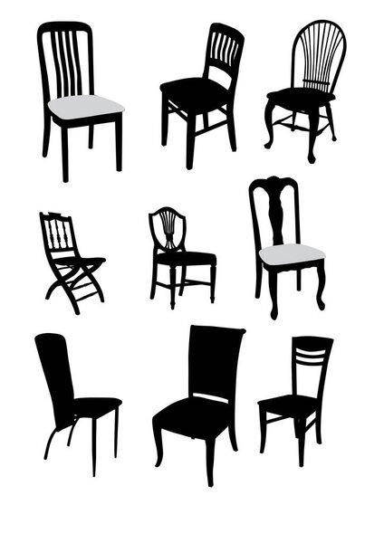 Комплект стульев на белом фоне
