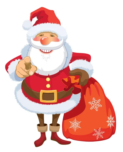 Cartoon Weihnachtsmann Mit Einem Sack Voller Geschenke Und Einem Sack — Stockvektor