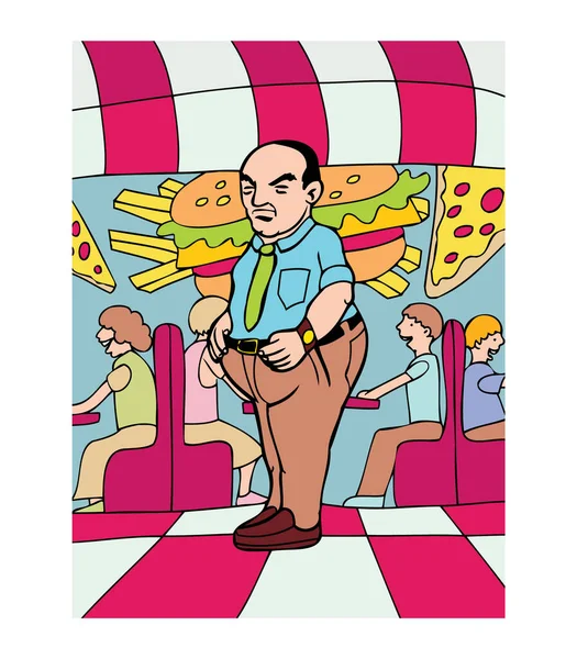Illustration Eines Mannes Einem Restaurant — Stockvektor
