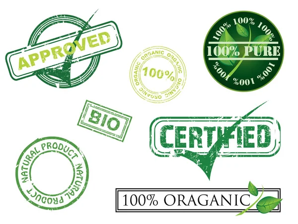 Set Etichette Badge Biologici — Vettoriale Stock
