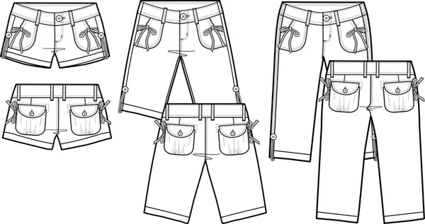 Schizzo Pantaloni Jeans Illustrazione Vettoriale Design Semplice — Vettoriale Stock