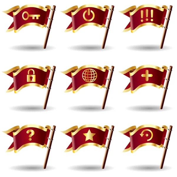 Bandeiras Conjunto Ícones Web Ilustração Vetorial — Vetor de Stock
