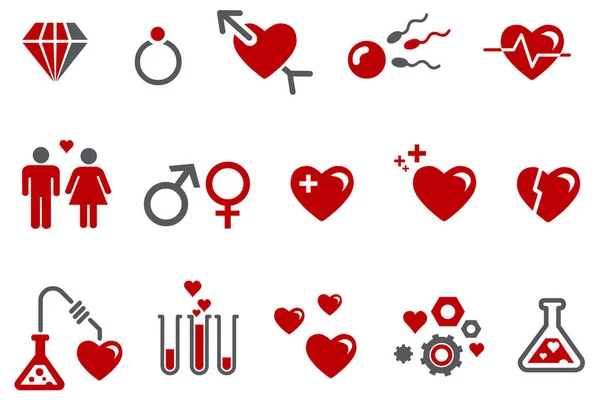 Set Icone Simboli Valentini — Vettoriale Stock