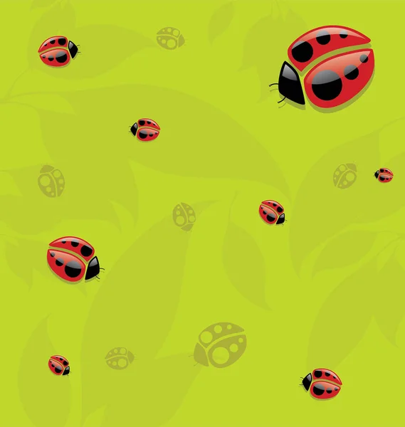 Seamless Pattern Ladybug Bugs — Stock Vector
