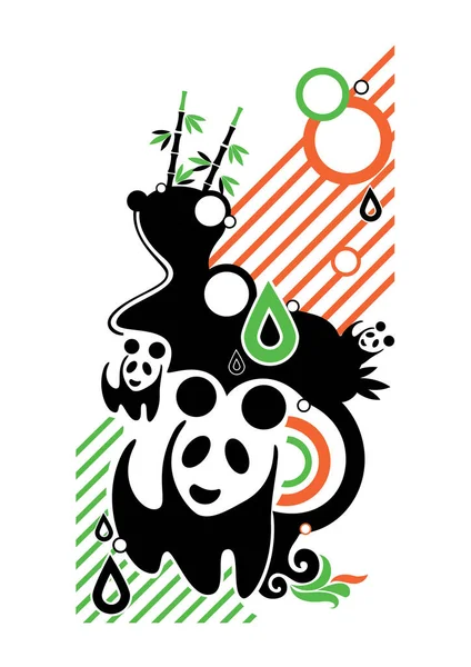 Illustration Vectorielle Panda Avec Bambou — Image vectorielle