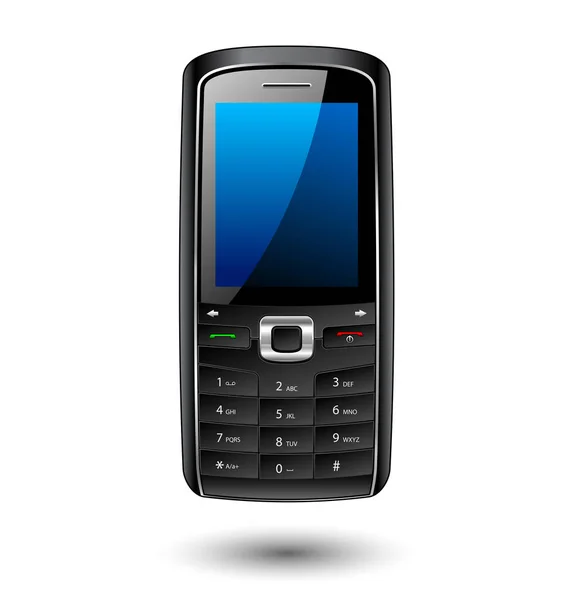 Mobiele Telefoon Geïsoleerd Witte Achtergrond — Stockvector