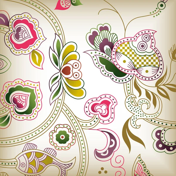 Paisley Patrón Sin Costura Vector Floral Textil Étnico Indio — Archivo Imágenes Vectoriales