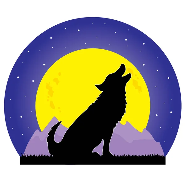 Wolf Maan — Stockvector