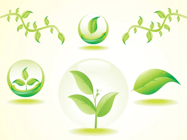 Concept Vert Écologique Avec Feuilles Vertes — Image vectorielle