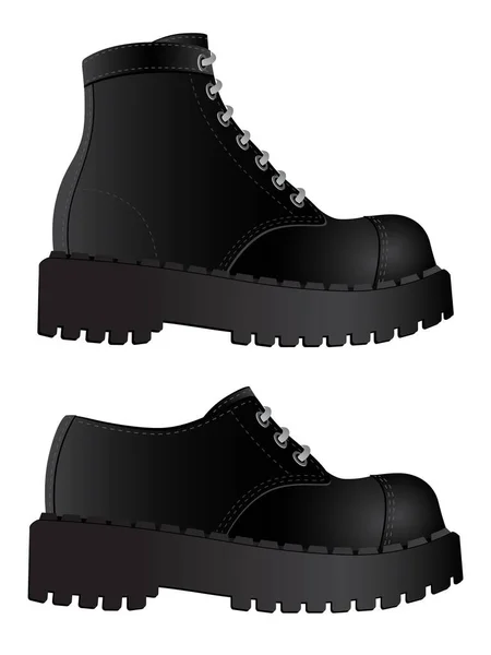 Schwarze Schuhe Isoliert Auf Weißem Hintergrund — Stockvektor