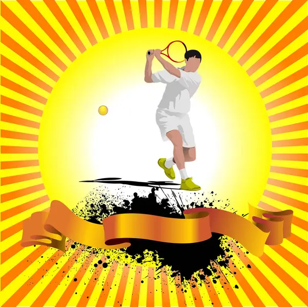 Illustration Vectorielle Joueur Tennis Dans Style Sportif Abstrait — Image vectorielle