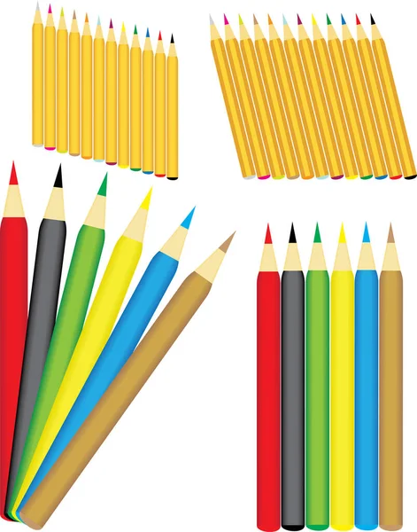 Crayons Couleur Ensemble Illustration Vectorielle — Image vectorielle