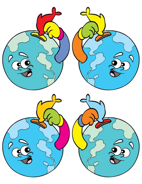 Earth Planet Cartoon Characters Illustration — Stock Vector