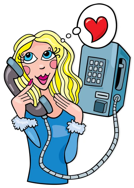 Woman Talking Telephone Vector Illustration Simple Design — Stock Vector