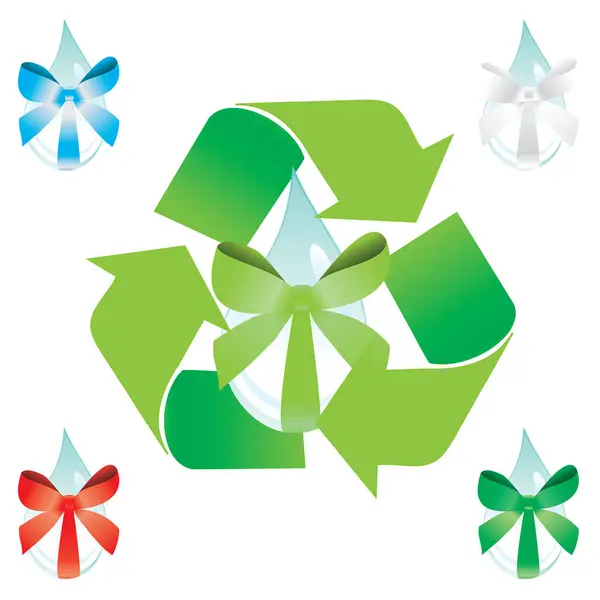 Reciclar Ilustração Sinal Vector Ícone Azul Com Mosaico Verde Suave — Vetor de Stock