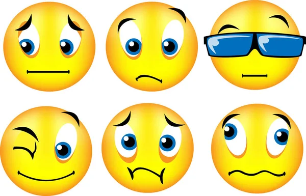 Conjunto Diferentes Emoticons Com Diferentes Expressões Faciais — Vetor de Stock