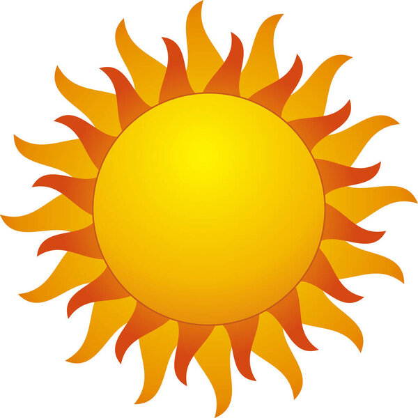 Bright Yellow Orange Sun White Background — Stock Vector
