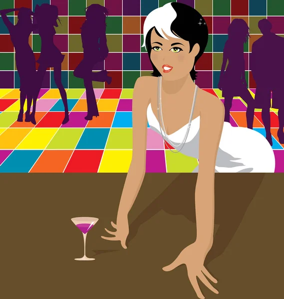 Illustration Des Partygirls Mit Einem Schwanz Auf Dem Hintergrund — Stockvektor