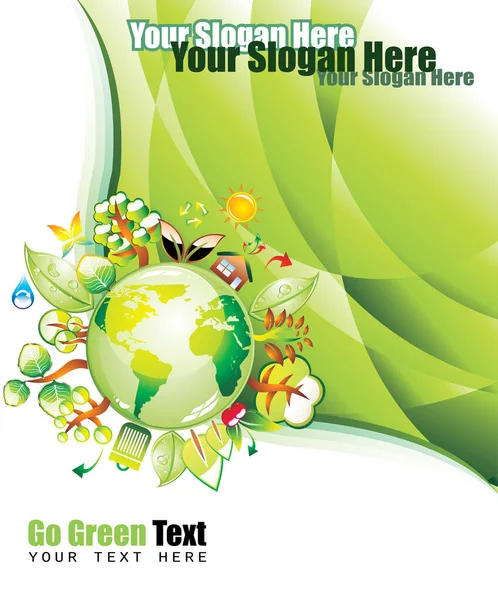Resumo Fundo Vetorial Verde Com Folha Verde Lugar Para Texto —  Vetores de Stock