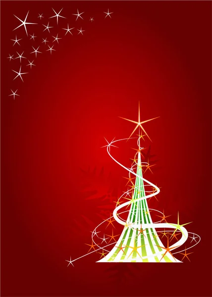 Arbre Noël Avec Étoiles Rouges — Image vectorielle