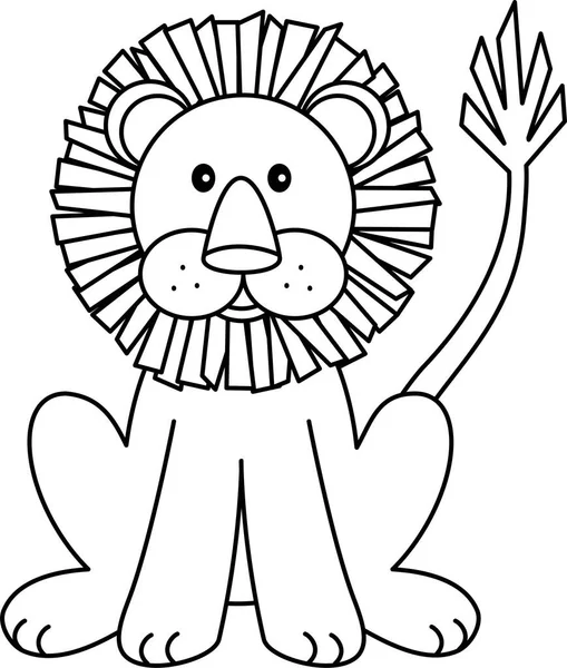 Lion Lion Cartoon Coloring Page — Stock Vector
