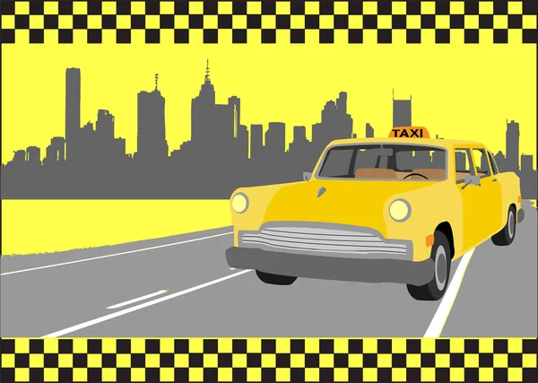 Taxi Amarillo Coche Vector Ilustración — Archivo Imágenes Vectoriales