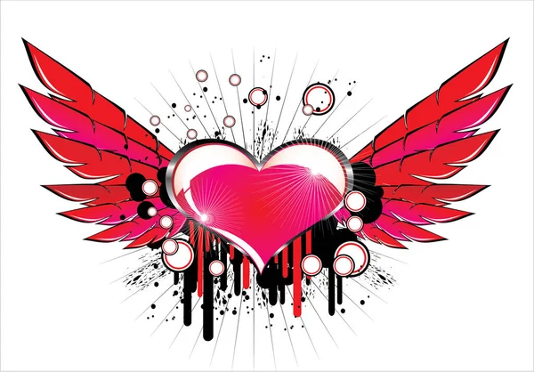 Wings Heart White Background — Stock Vector