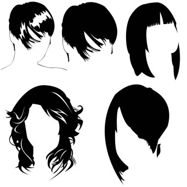 Vektör ayarlandı Kadın kulaklığı siluetleri