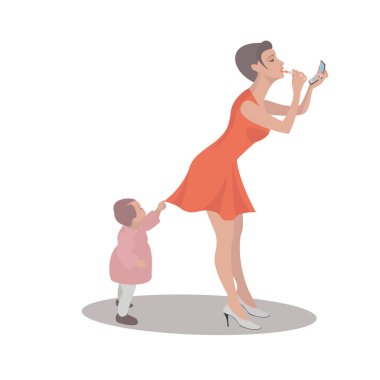 Akıllı telefonu ve akıllı telefonu olan küçük bir kız.