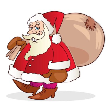 Çantalı Noel Baba 'nın vektör illüstrasyonu