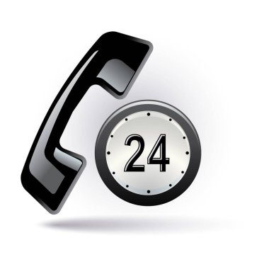 Beyaz üzerine izole edilmiş 24 rakamlı telefonun 3 boyutlu resimlemesi