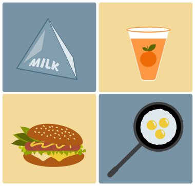 yiyecek ve içecek simgeler ayarla, illüstrasyon vektör