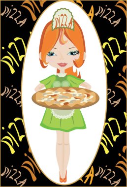 Pizzalı güzel bir genç kız..