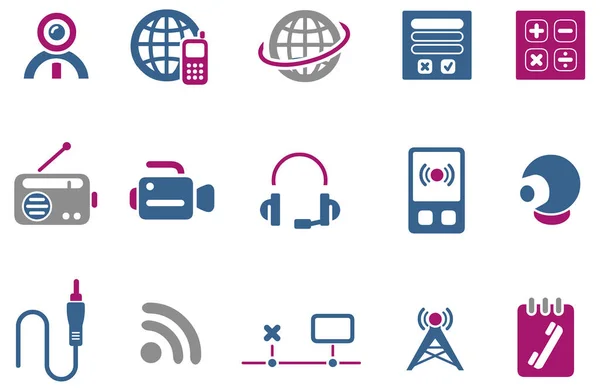 Set Connection Communication Icons Web Application — Stock Vector