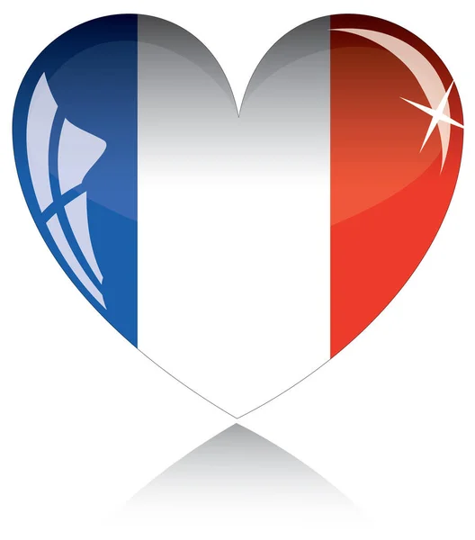 França Bandeira Forma Coração — Vetor de Stock