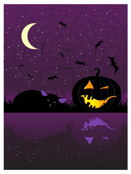 Halloweenské Noci Vektorové Ilustrace — Stockový vektor