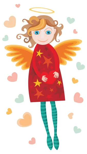 Angel Red Hearts — Stock Vector
