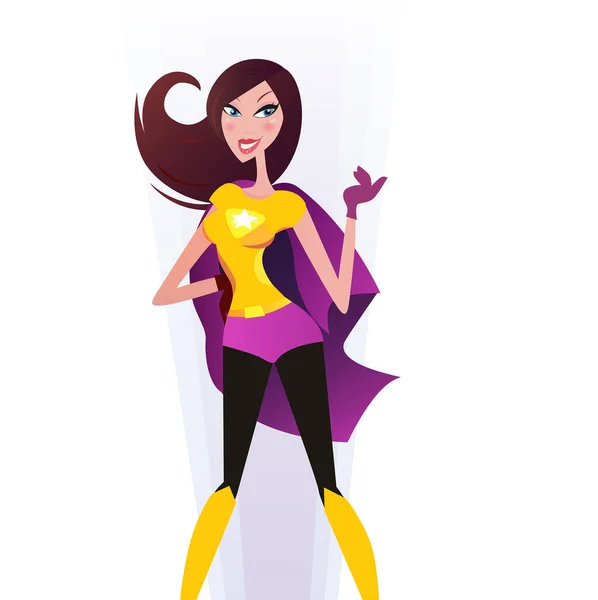 Superheld Vrouw Met Mantel Vector Illustratie Eenvoudig Ontwerp — Stockvector