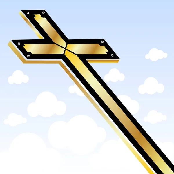 Vektorová Ilustrace Zlatého Kříže — Stockový vektor