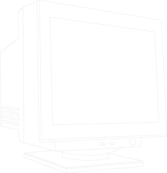 Vector Computer Monitor Isolated White Background — Stock Vector