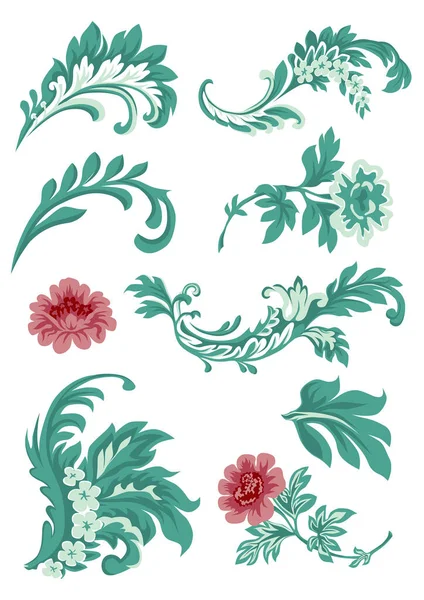 Ensemble Éléments Design Floral — Image vectorielle